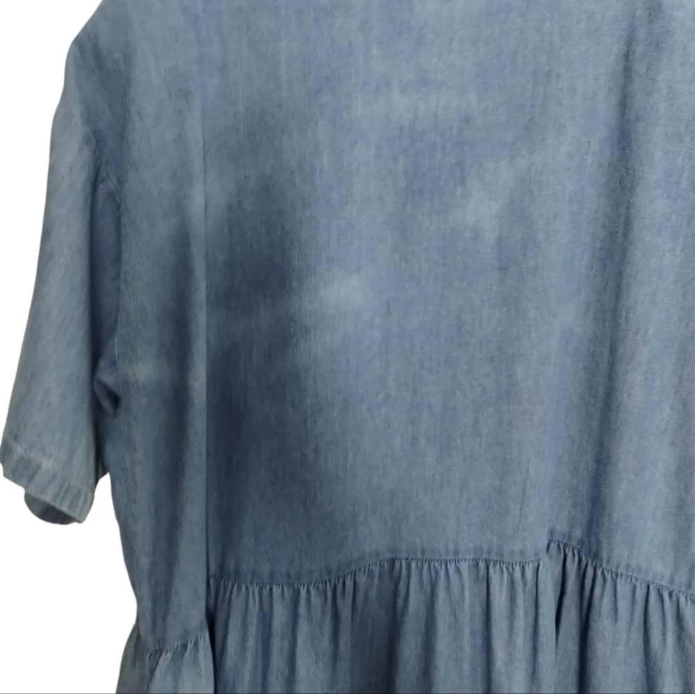 Vintage 80's 2X Spot Light Floral Embellished Cottagecore Grannycore Denim Dress